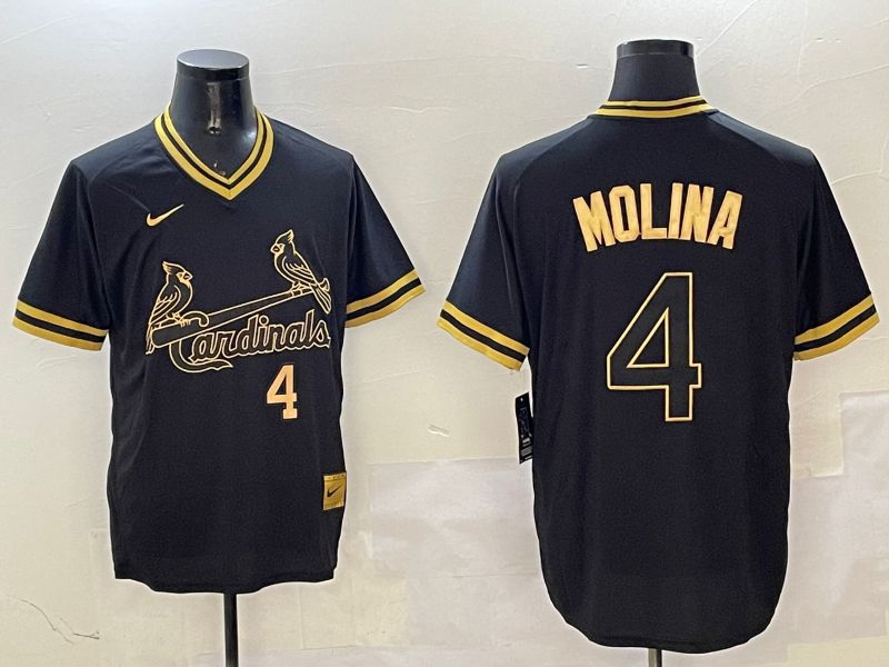 Men St.Louis Cardinals #4 Molina Black Gold Game 2025 Nike MLB Jersey style 5